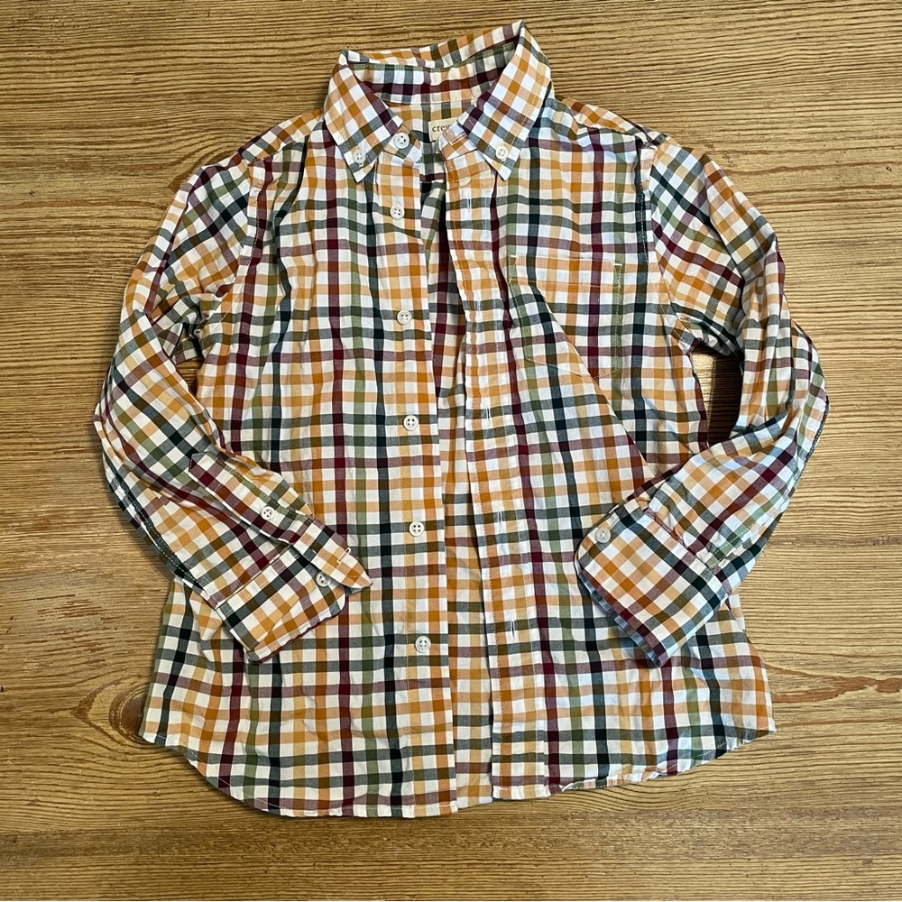 Crewcuts Button Down Plaid Kids Dress Shirt Multicolor